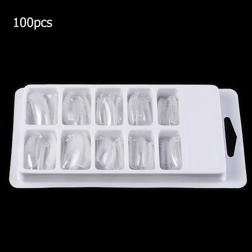 100pc 20/100 гель-лаков накладные ногти прозрачную крышку акриловый Фрезер для ногтей cо шлифовальными пресс-форм смешанные Размеры накладные ногти для ног с детские весы с украшением в виде кристаллов наращивание ногтей - Цвет: 100pc