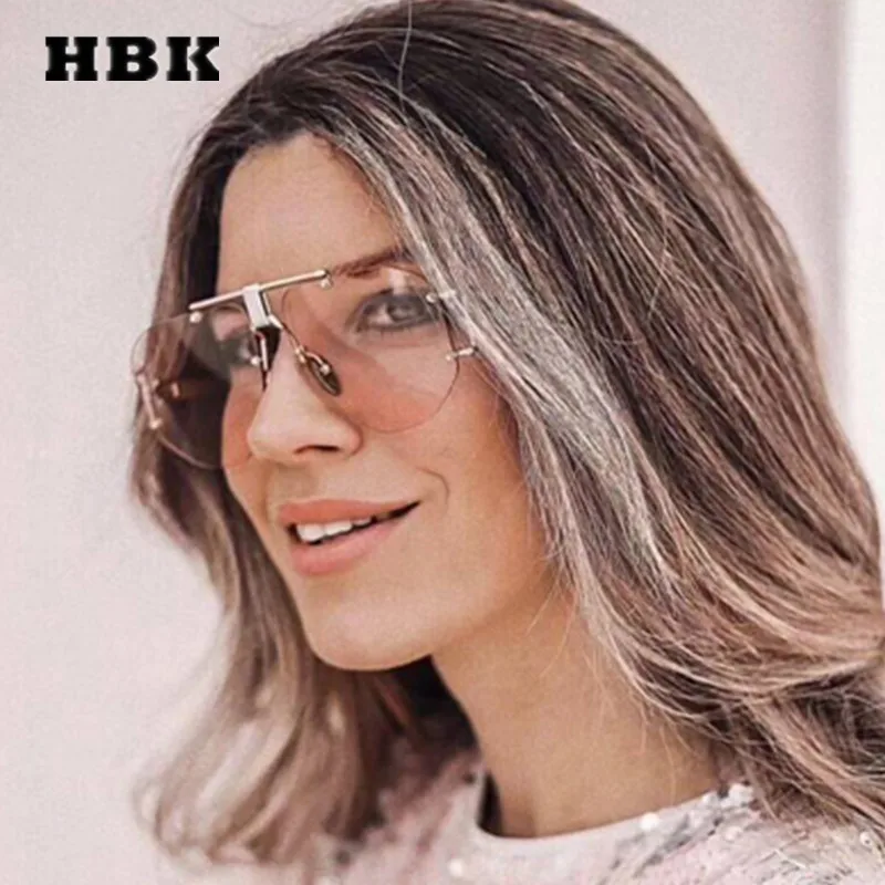 Женские и мужские солнцезащитные очки без оправы в стиле стимпанк HBK ретро UV400