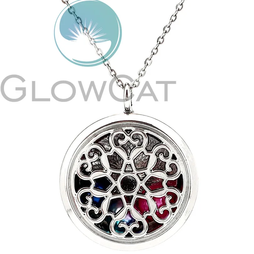 Цветочный дизайн медальон Сталь цепи диффузор для эфирных масел аромотерапии