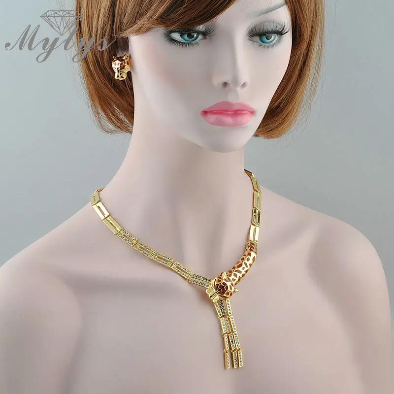 Mytys Наборы украшений в форме животных ожерелье с леопардом и серьги наборы Мода GP
