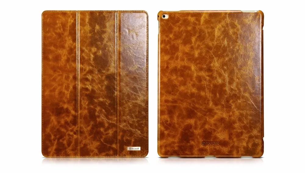Чехол-книжка Icarer Oil Wax в винтажном стиле из натуральной кожи для iPad Pro 12,9(, Ретро стиль, Воловья кожа, флип-чехол для iPad Pro 12,9