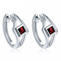 925 sterling silve fashion red cz zircon hoop earrings for women girls personalized wedding party jewelry earring