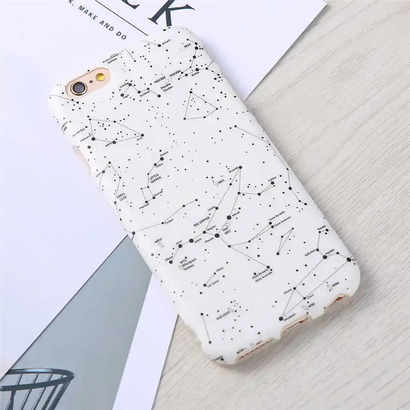 Модный мягкий чехол IMD с изображением ночного звездного неба для iphone 6s 6 plus 7 8 plus X, черный и белый созвездие, мягкая шелковая задняя крышка Fundas