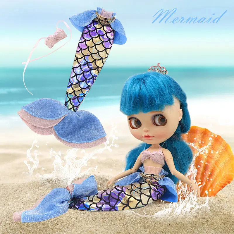 

Oufits для куклы ICY DBS Blyth, комплект платья русалки, косплей костюм для 1/6 BJD OB24 аниме девочки