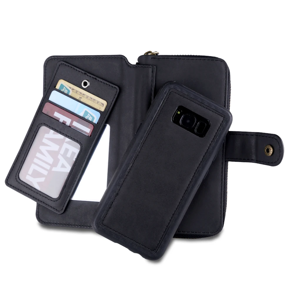 Роскошный чехол-кошелек из искусственной кожи на молнии для Samsung Galaxy S21 S8 S9 S10 S20 Plus