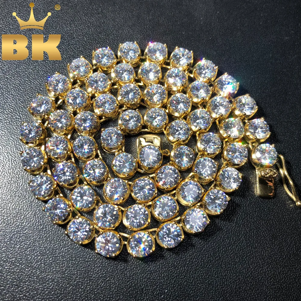 Нержавеющая сталь PVD покрытие AAA CZ теннисные цепочки ожерелье Iced Out круглый 4/6 мм кубический цирконий одна застежка модные ювелирные изделия