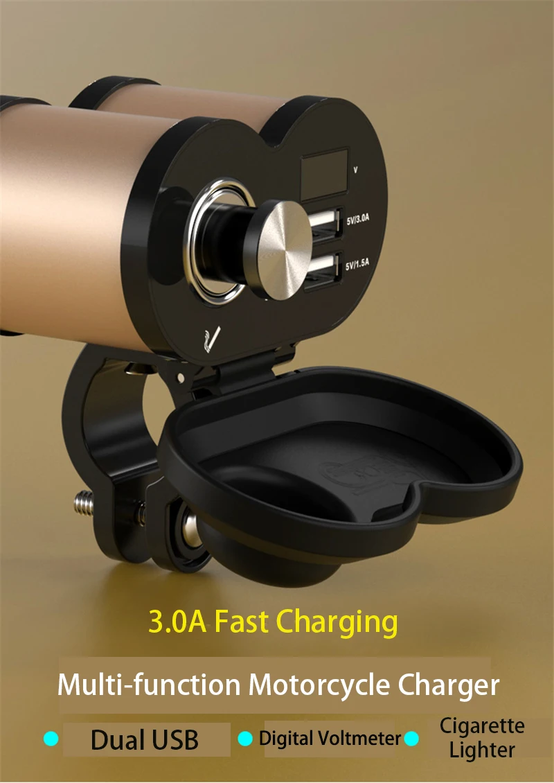QC 3,0 Быстрая зарядка 5 в 3.0A/1.5A двойной USB мотоцикл прикуриватель USB зарядное устройство с Вольтметр дисплей времени с вкл/выкл