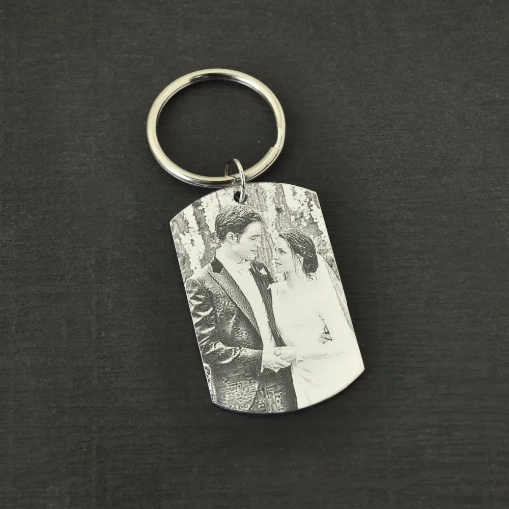 Personalized Wedding Photo Keychain Wife Gift Dog Tag Engraved Picture Pendant Anniversary Spouse Present | Украшения и