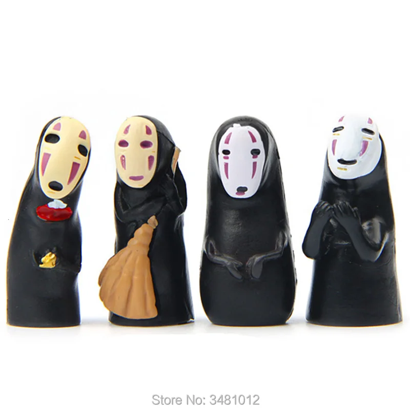Kaonashi Studio Ghibli Spirited Away No Face Man Figures Resin Craft Mini Garden Decoration Micro Gnome Terrarium Figurines 4pcs