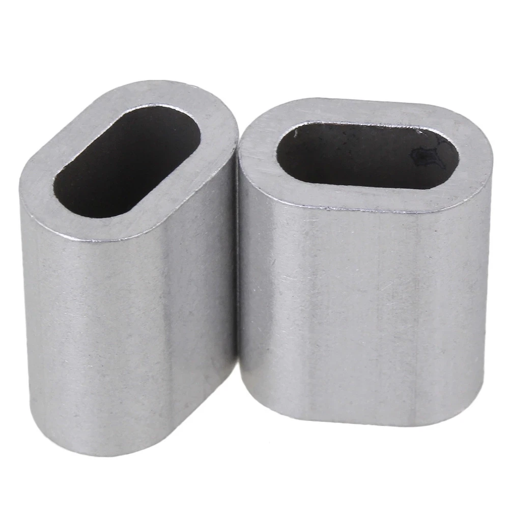 Sliver Color Oval Shape Aluminum Clip Wire Rope Swage Clip M5 Set of 25