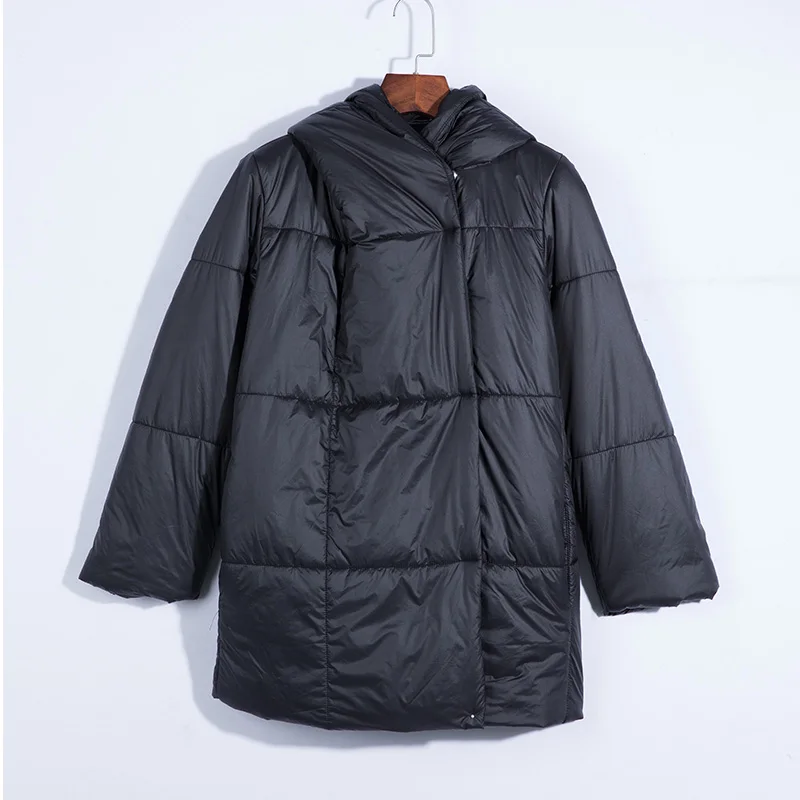 88black Новые модные зимние женские пальто CNMUDONSI, короткие водонепроницаемые стильные женские куртки, повседневные длинные стеганые куртки с капюшоном - Цвет: 88black