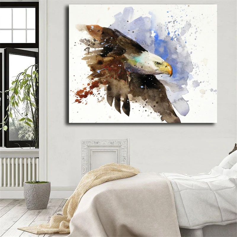 

Watercolor Bald Eagles Wall Art Canvas Poster And Print Canvas Painting Decorative Picture For Office Bedroom Home Decor Artwork
