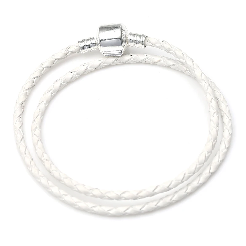 White-4 BAOPON, Прямая поставка, высокое качество, 9 цветов, кожаная цепочка, браслеты с подвесками, сделай сам, прекрасный браслет для женщин, девушек, ювелирное изделие, подарок - Окраска металла: White-4