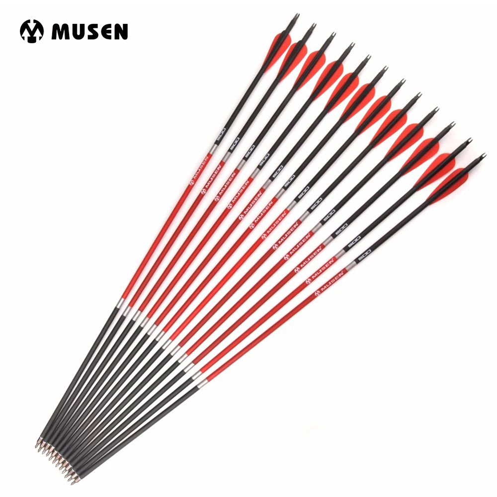

US 30 Inches Spine 500 Carbon Arrow OD7.8mm with Replaceable Arrowhead for Compound/Recurve Bow Archery 12/24pcs per Pack