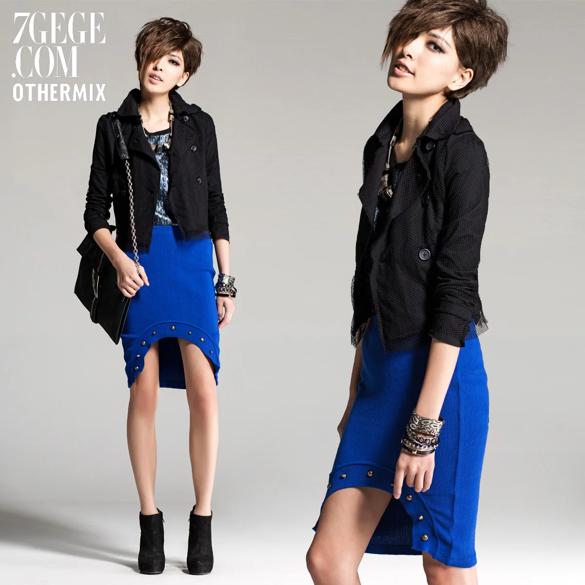 

2013 spring button epaulette net fabric patchwork slim short design small suit jacket women
