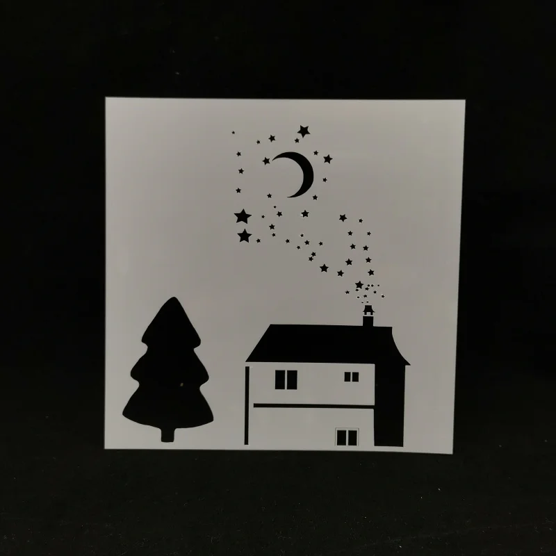 

13*13 Village pvc Layering Stencils for DIY Scrapbooking/photo album Decorative Embossing DIY Paper Cards Crafts