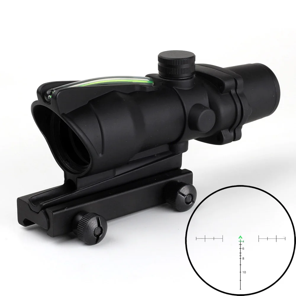 Охотничий прицел Chevron ACOG 4X32, оптический прицел из настоящего волокна, красный, зеленый, с подсветкой, стекло с гравировкой, тактический оптический прицел