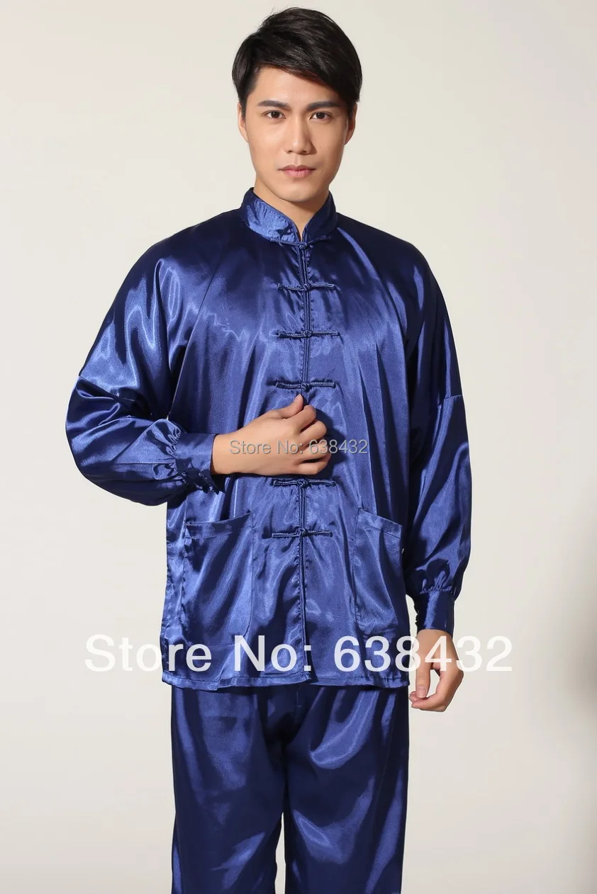 Free shipipng 2015 martial arts kung fu uniforms Tang suit Tai chi uniform kungfu clothing Blue M0048-B | Тематическая одежда и
