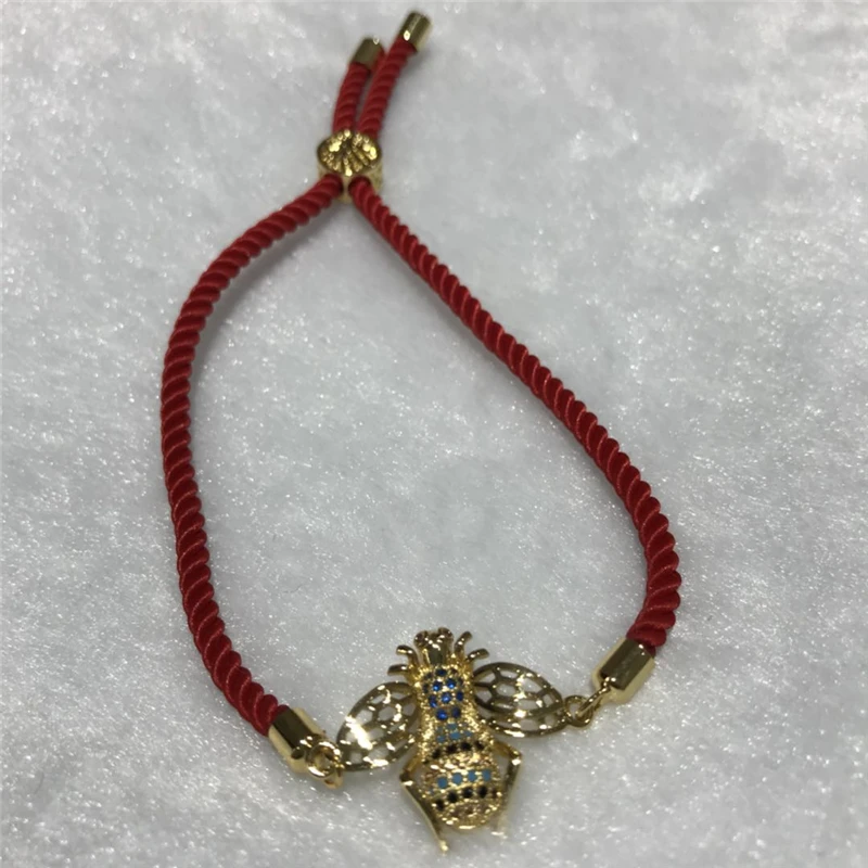 

wholesale Beautiful popular good quality inlay bees Red lucky rope length can be adjusted