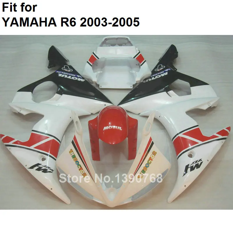 Комплект обтекателей для YAMAHA YZF R6 2003 2004 2005 белый красный черный мотоцикл части