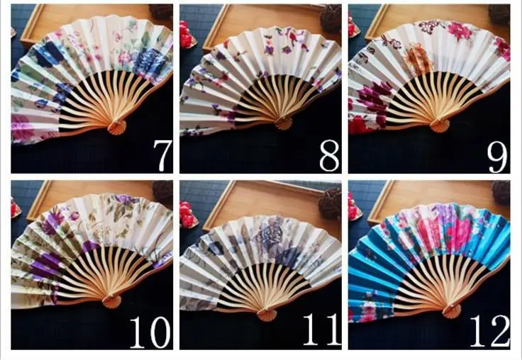 21 см Портативный японский стиль атласная ткань дамы ручной складной вентилятор