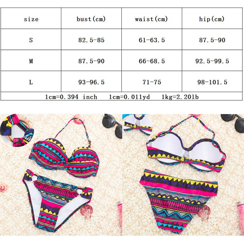 Висит Шеи Многоцветная Сексуальное Бикини Set Beach Купальник Из Двух Частей Печати