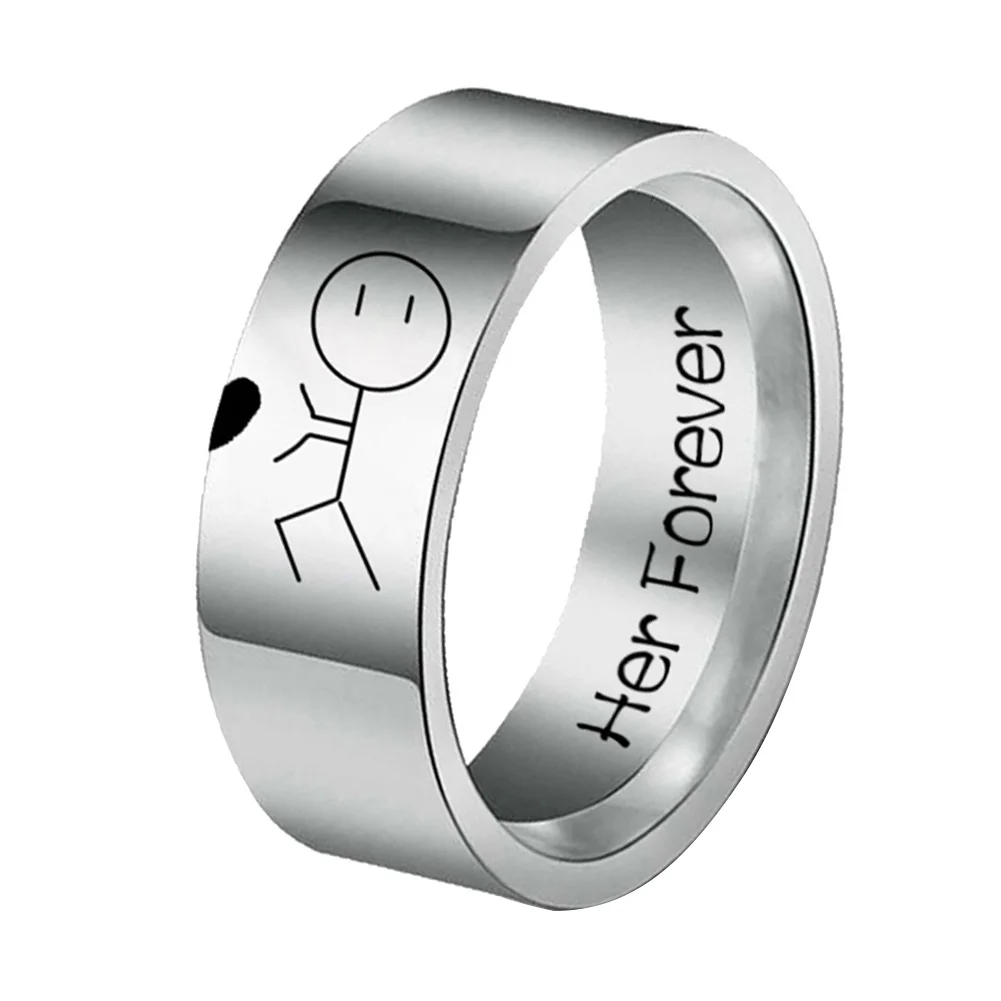 Her Forever его всегда мультфильм абстрактное кольцо из нержавеющей стали пара