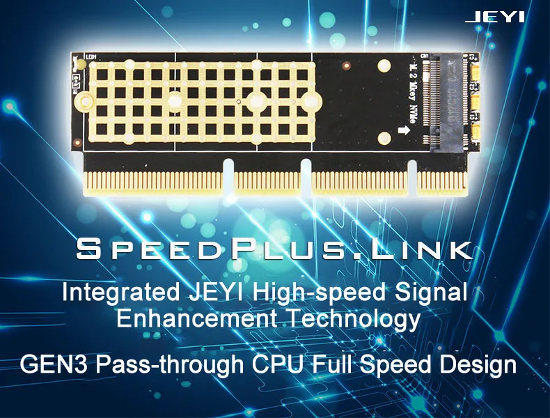 JEYI MX16-1U M.2 Накопитель SSD с протоколом NVME NGFF на PCI-E 3,0 M ключ Интерфейс карты X4 X8 X16 адаптер Поддержка PCI Express 2230-2280 m.2 полный Скорость