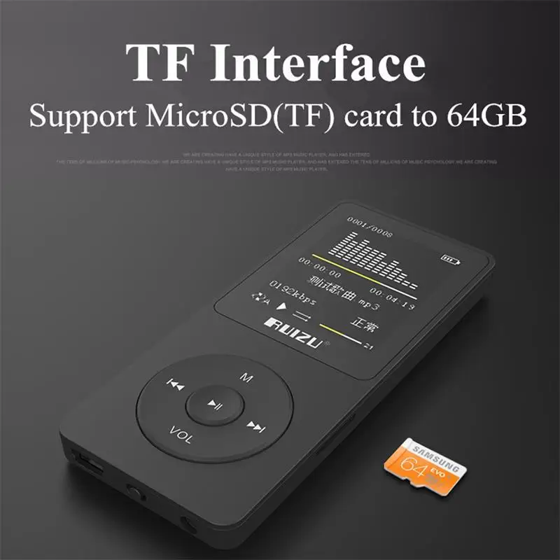 Новинка 2021 оригинальный MP3 плеер RUIZU X02 Hi Fi 4 Гб спортивный с 1 8 дюймовым TFT экраном