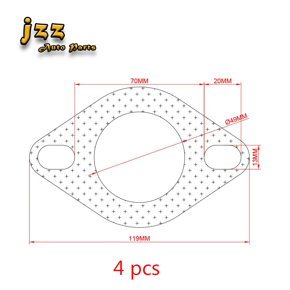 GS03-51 JZZ 4 шт. Универсальный подходит для 2 ''/2,3''/2,5 ''/3'' фланец выхлопной трубы из нержавеющей стали прокладка вниз прокладка трубы - Цвет: GS03-51