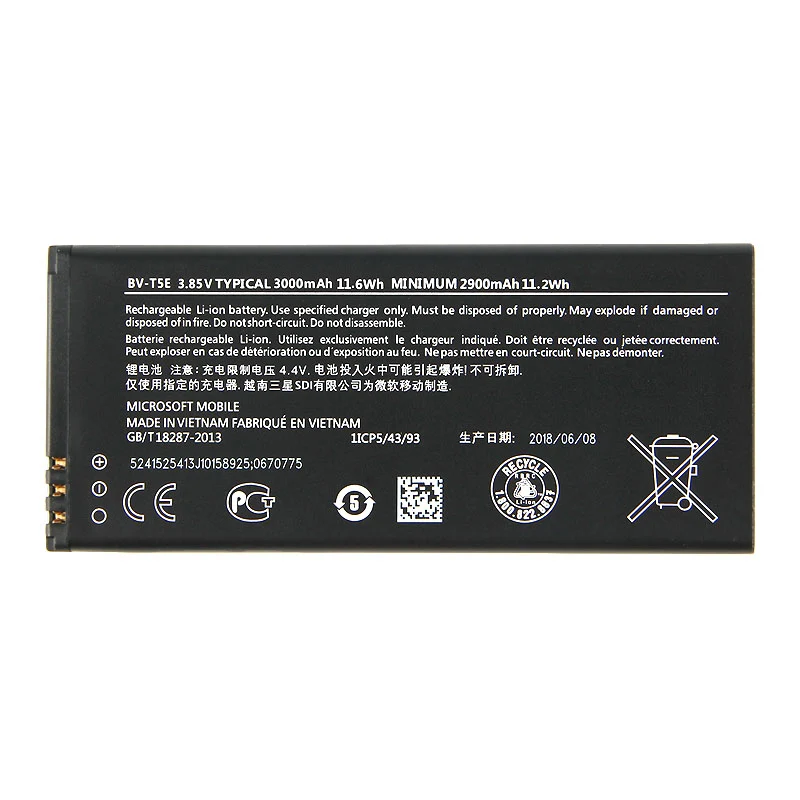 BV-T5E Аккумулятор для телефона с подставкой и отделениями для карт для Nokia Lumia 950 RM-1106 RM-1104 RM-110 МПЮП BVT5E 3000 мА-ч