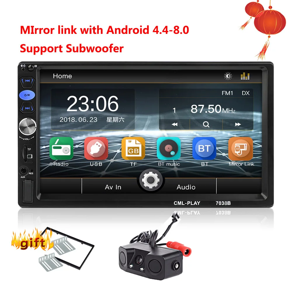 pz451 7038B 2 din автомагнитола " Авторадио-вид сзади камера Зеркало Ссылка автомобиля стерео сенсорный экран MP5 Аудио Bluetooth USB мультимедийный плеер - Цвет: pz451