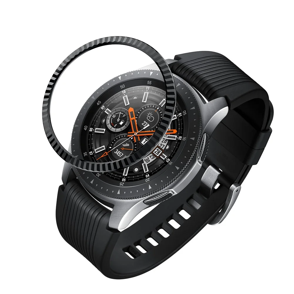 Black-01 46 мм ширина Нержавеющая сталь ободок кольцо для samsung Galaxy Watch, Спортивные Часы Ободок кольцо Защитная крышка Анти кольцо для шестерни S3 - Цвет ремешка: Black-01