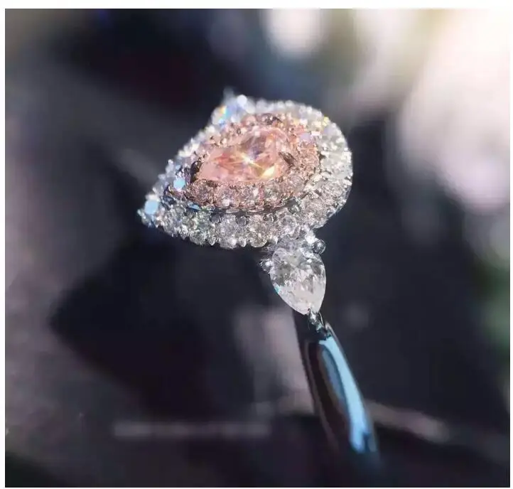 Каплевидное кольцо с розовым чешским камнем | Украшения и аксессуары