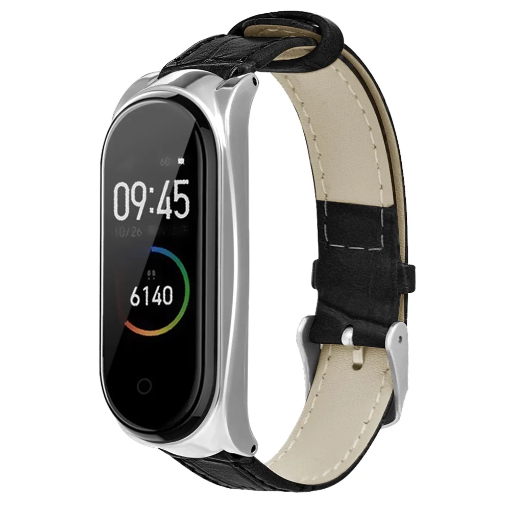 Genuine Leather Watch Strap For Mi Band 4 High Quality Bracelet Xiaomi Replacement Bands 3 | Электроника