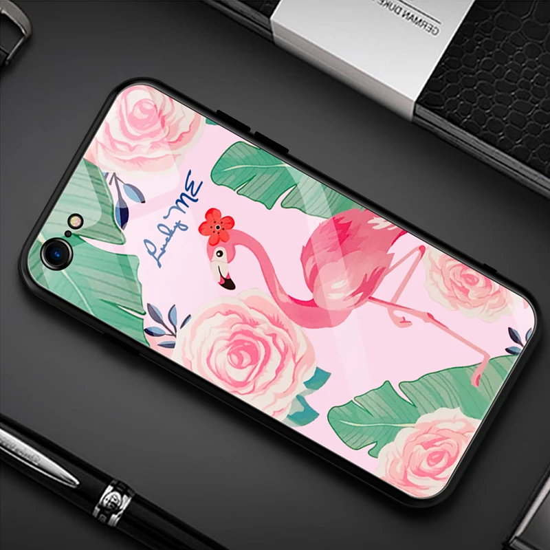Чехол из закаленного стекла с узором для iPhone XR XS 11 Pro MAX X 7 8 Plus, чехол-бампер из ТПУ с милым сердечком для iPhone 6 6S Plus