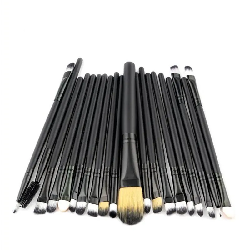 black 20pcs Набор кистей для макияжа Румяна хайлайтер и тонального крема тени для глаз, подводка для глаз с ресницами, губами, набор кистей для пудры, 5/20 шт./компл - Handle Color: black 20pcs