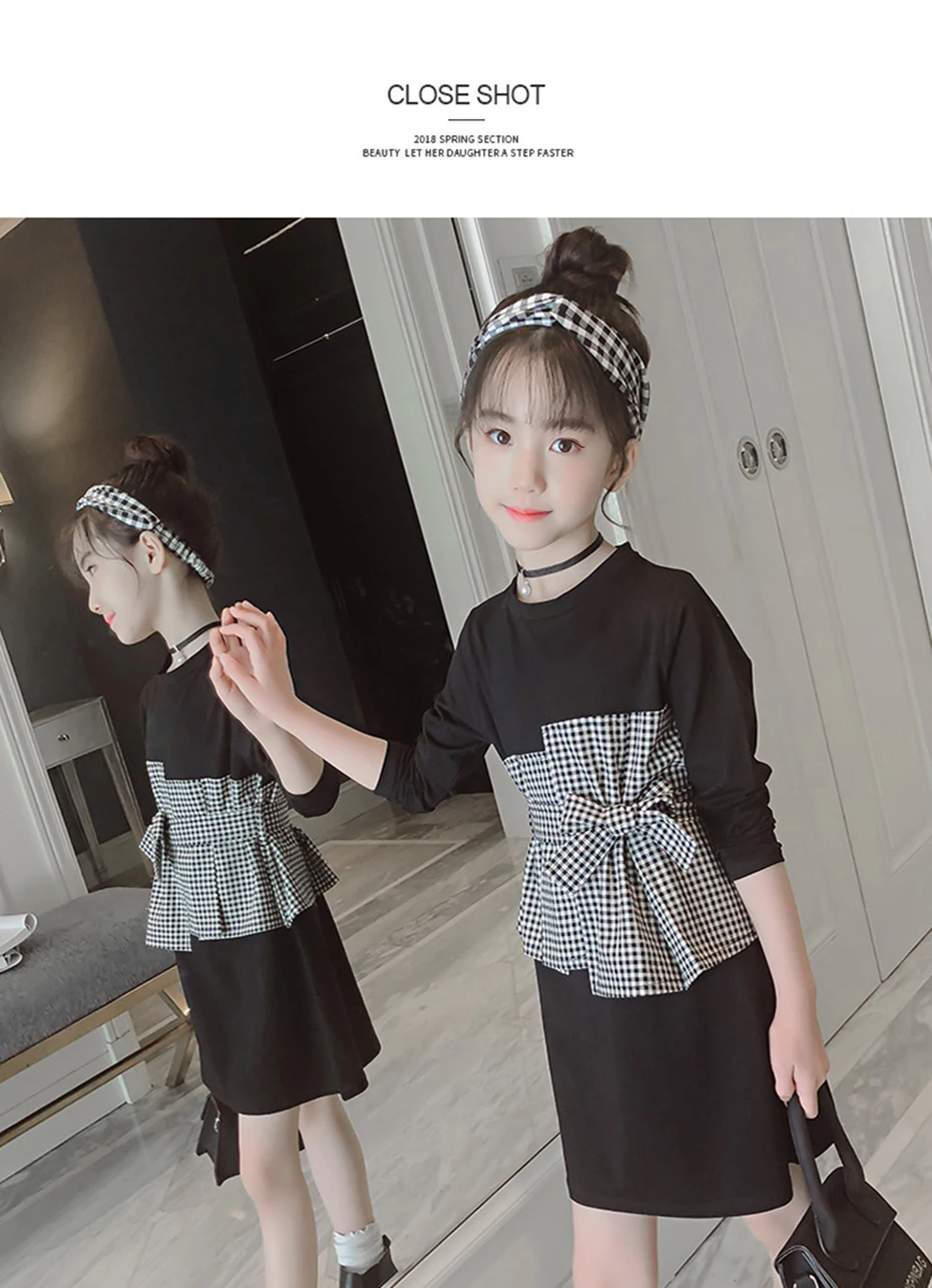 Элегантные школьные весенне-осенние платья для девочек от 2 до 10 11 12 13 лет