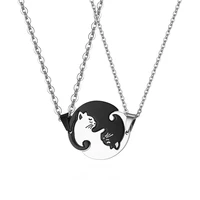 2020 couples hot fashion necklace for women cat suspension jewelry beauty black silver color lovers bijoux femme men necklaces