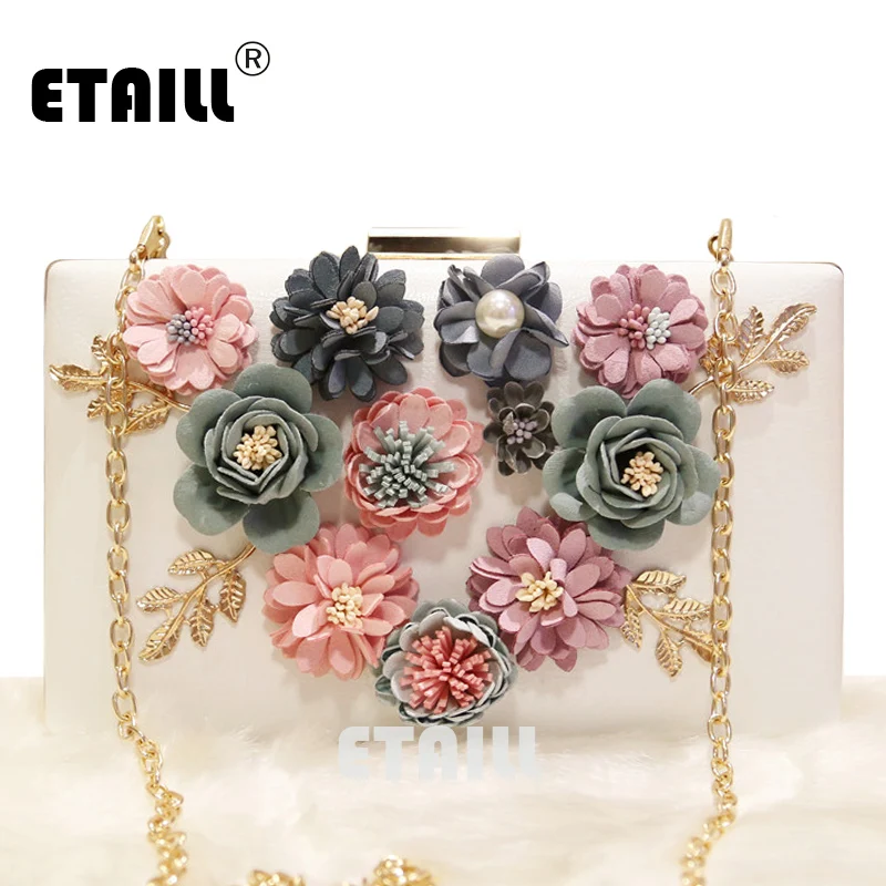 ETAILL аппликации 3D цветы Кроссбоди сумка сумки для свадебного ужина ручные
