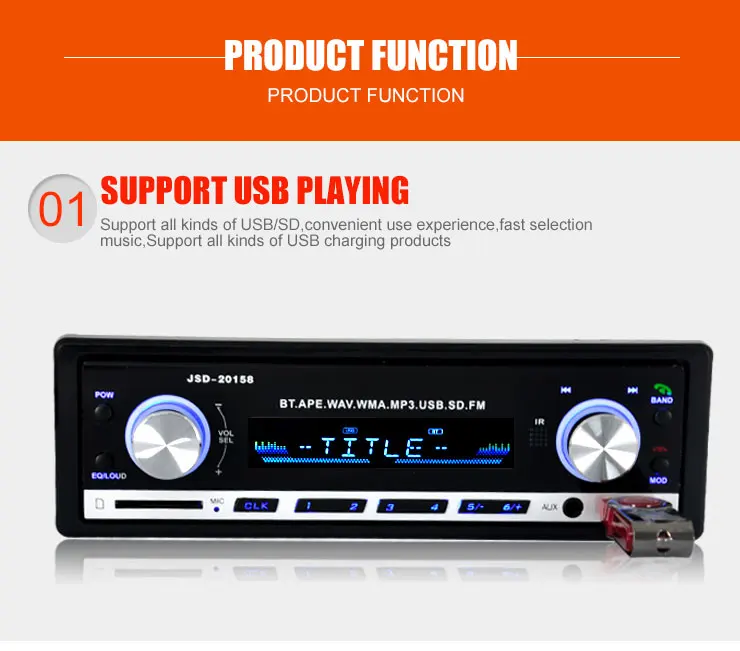 Авторадио 1 Din 12V автомобильный аудио bluetooth Авто Стерео в-dash fm-приемник Aux вход USB/SD MP3 1din Автомагнитола со съемной панелью
