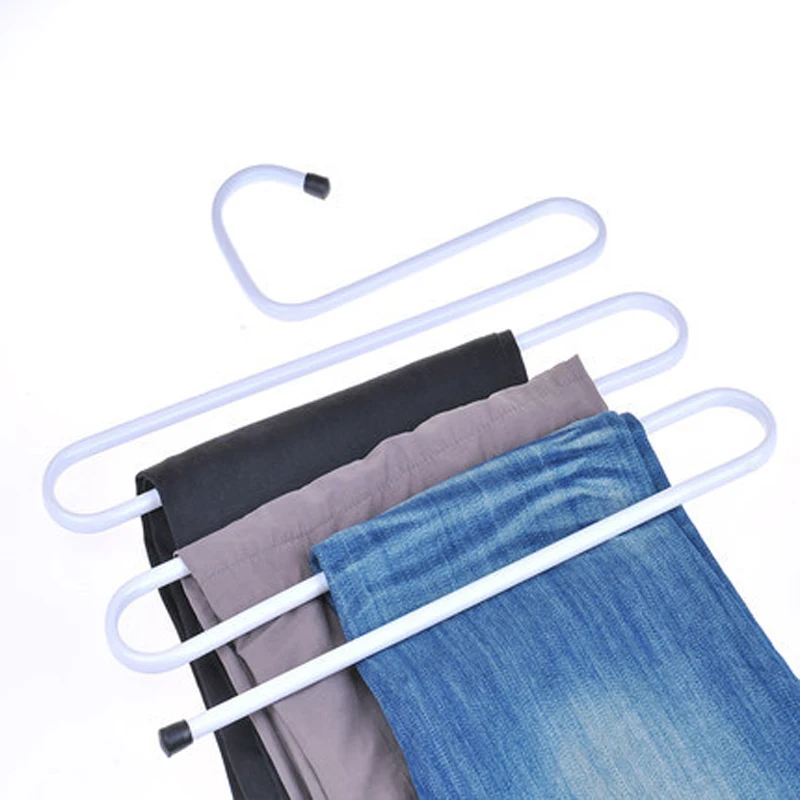 

Gougu S Shape Multi-Purpose Hangers Metal Trousers Hanger/Rack Multifunction Pants Closet Belt Holder Rack S-type 5 Layers Savi