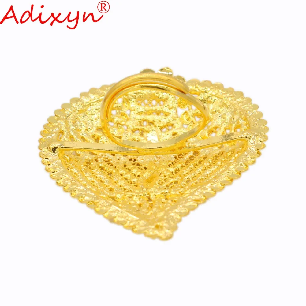 Adixyn модное Золотое кольцо с большим сердцем для женщин золотого цвета индийское