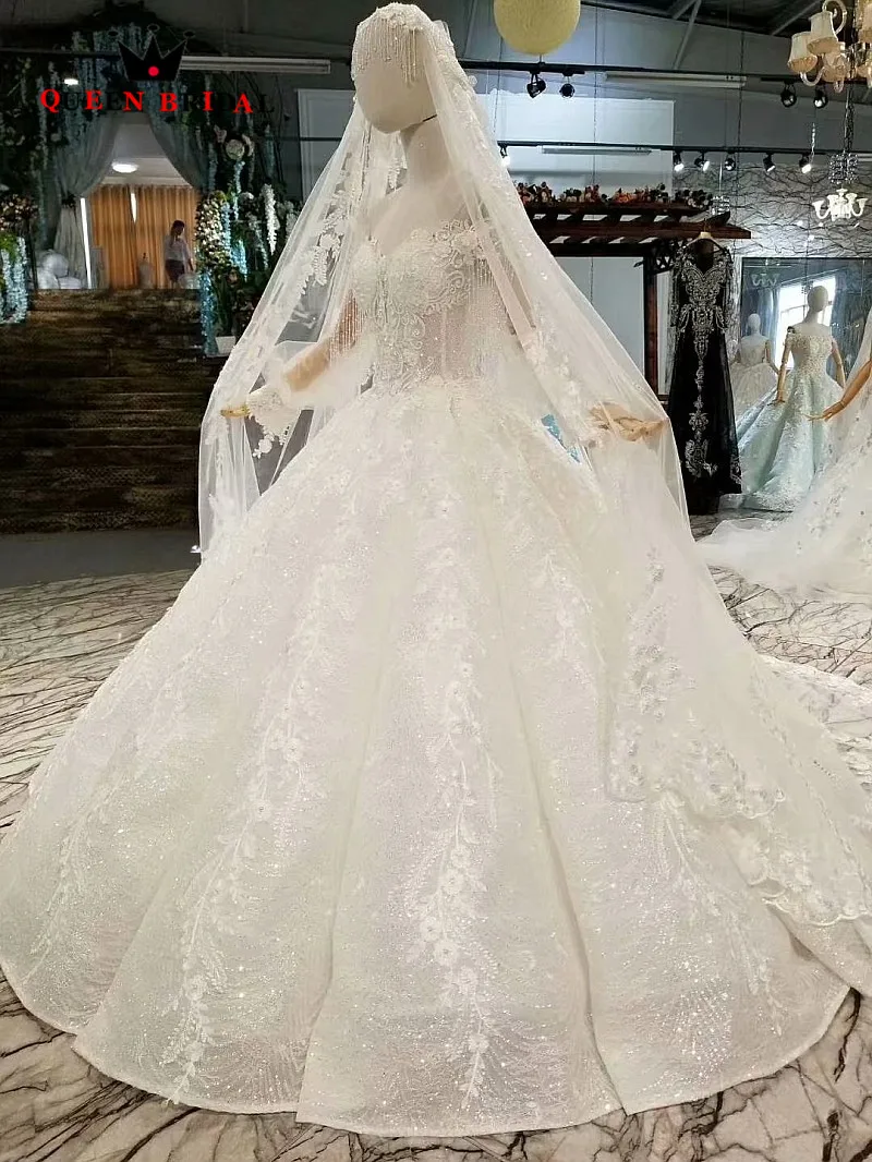 2021 robe de mariee Real Sample V Neck Bride Gown vestido de noiva Luxury QUEEN BRIDAL Elegant Wedding Dresses WD81