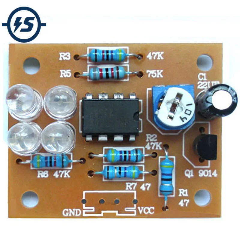 Электронные наборы DIY LM358 дыхательный светильник люкс Синий мигающий светодиодный светильник интересные компоненты продукта DC 9V