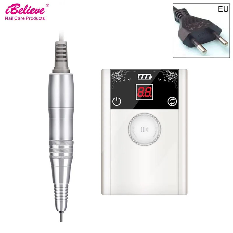 EU Plug White TP276 IBelieve, Новое поступление, 40000 об/мин, дрель для ногтей, маникюрный аппарат, бесщеточный, мощный, 80 Вт, инструменты для дизайна ногтей, лак, электрическая пилка для ногтей - Цвет: EU Plug White TP276