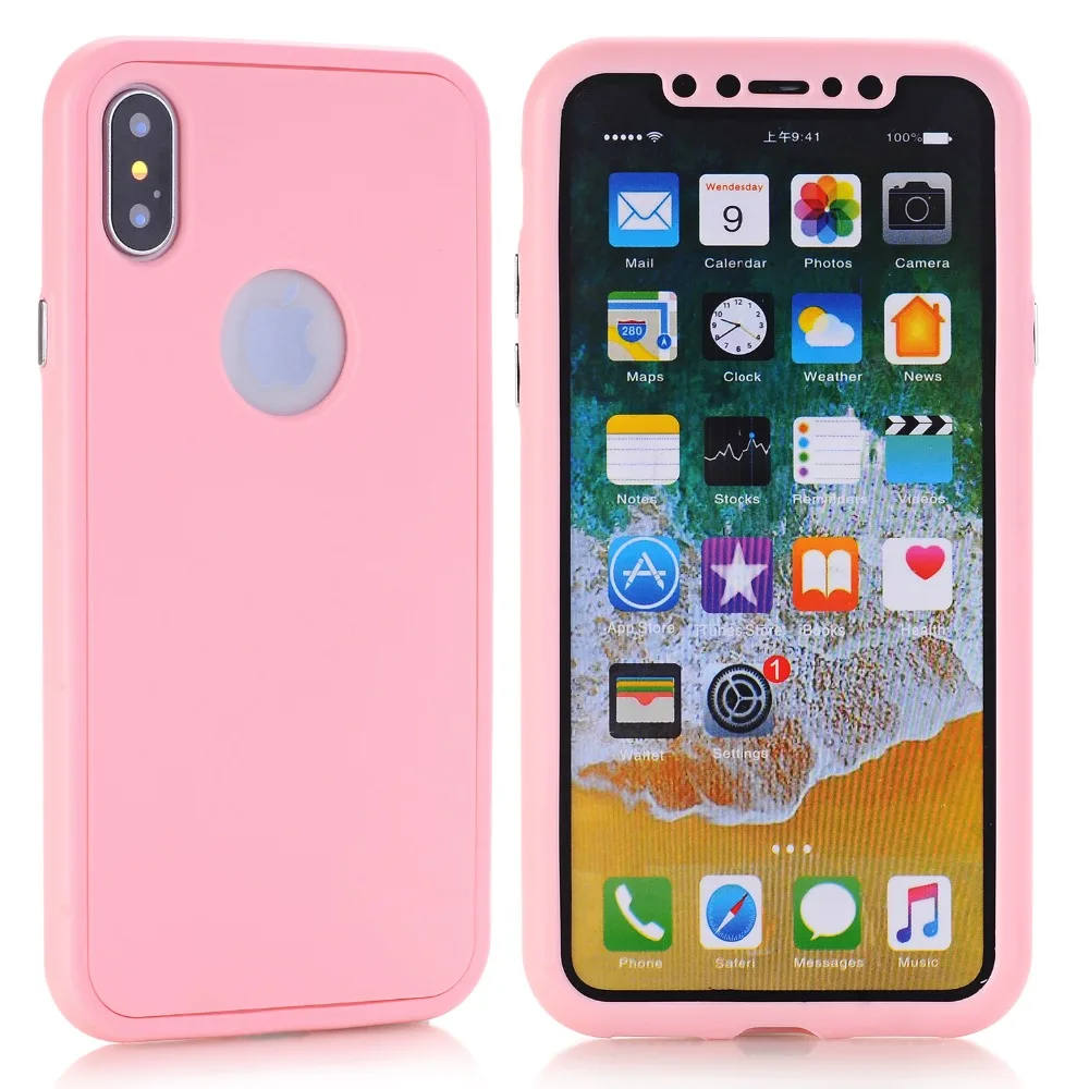 360 full body case cover For apple iphone 7 6s Luxury fashion soft silicon back for X coque capa |