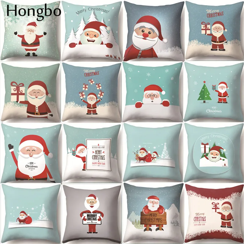 

Hongbo Decorative Throw Pillows Case Merry Christmas Gift Peach Skin Cartoon Seat Cushion Cover For Sofa Home Decor funda cojine