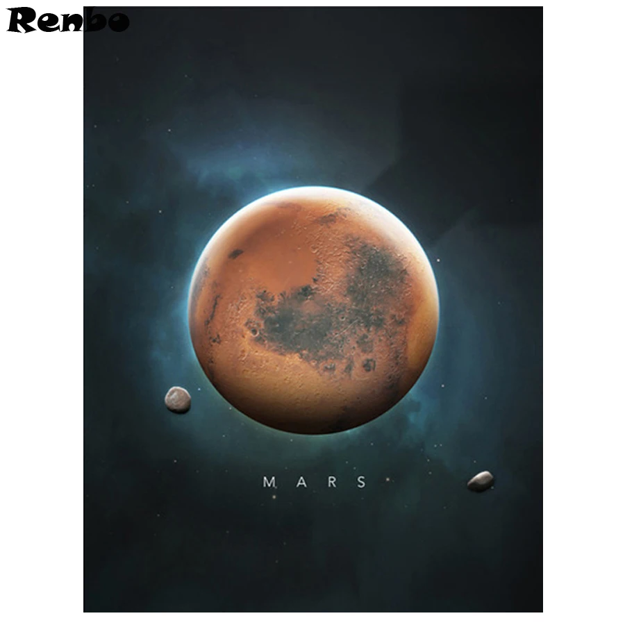 Полностью квадратная/круглая алмазная живопись планетой Марс вышивка крестиком