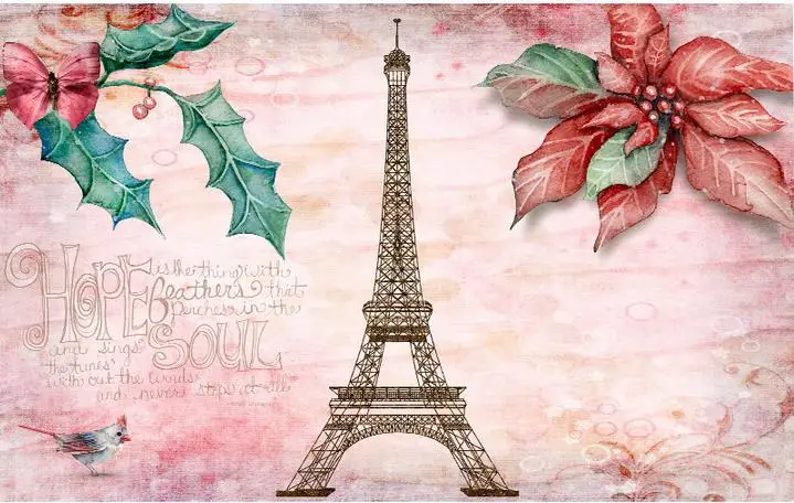 3D-обои на заказ цветы Эйфелева башня настенные фотообои 3d обои для комнаты |